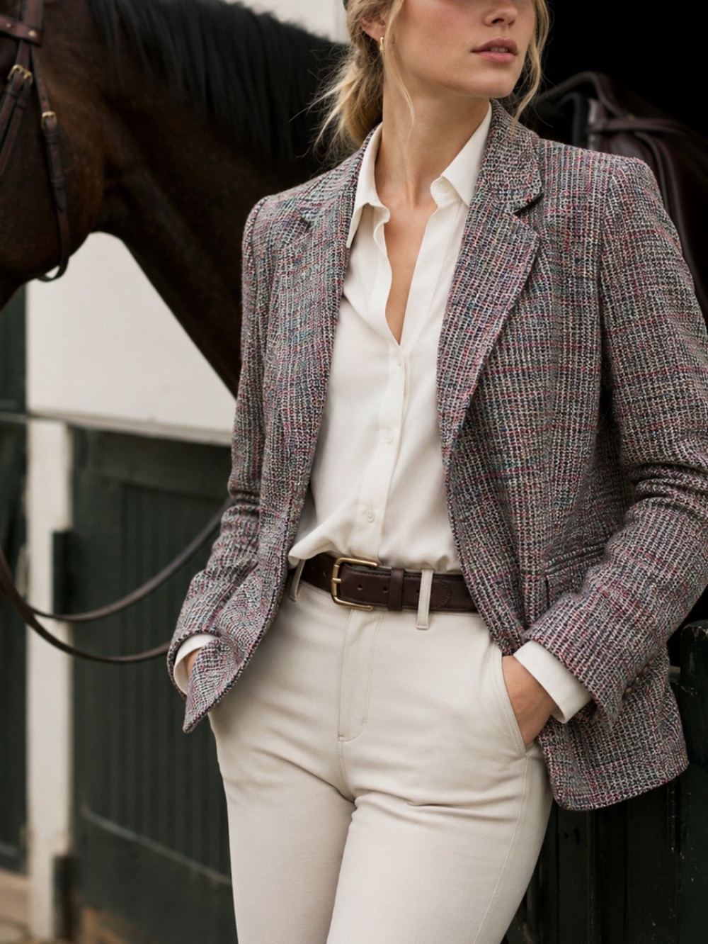 Orvis VTG Multicolor Tweed silk lined Blazer Jacket in Pink, Blue, Green 4P